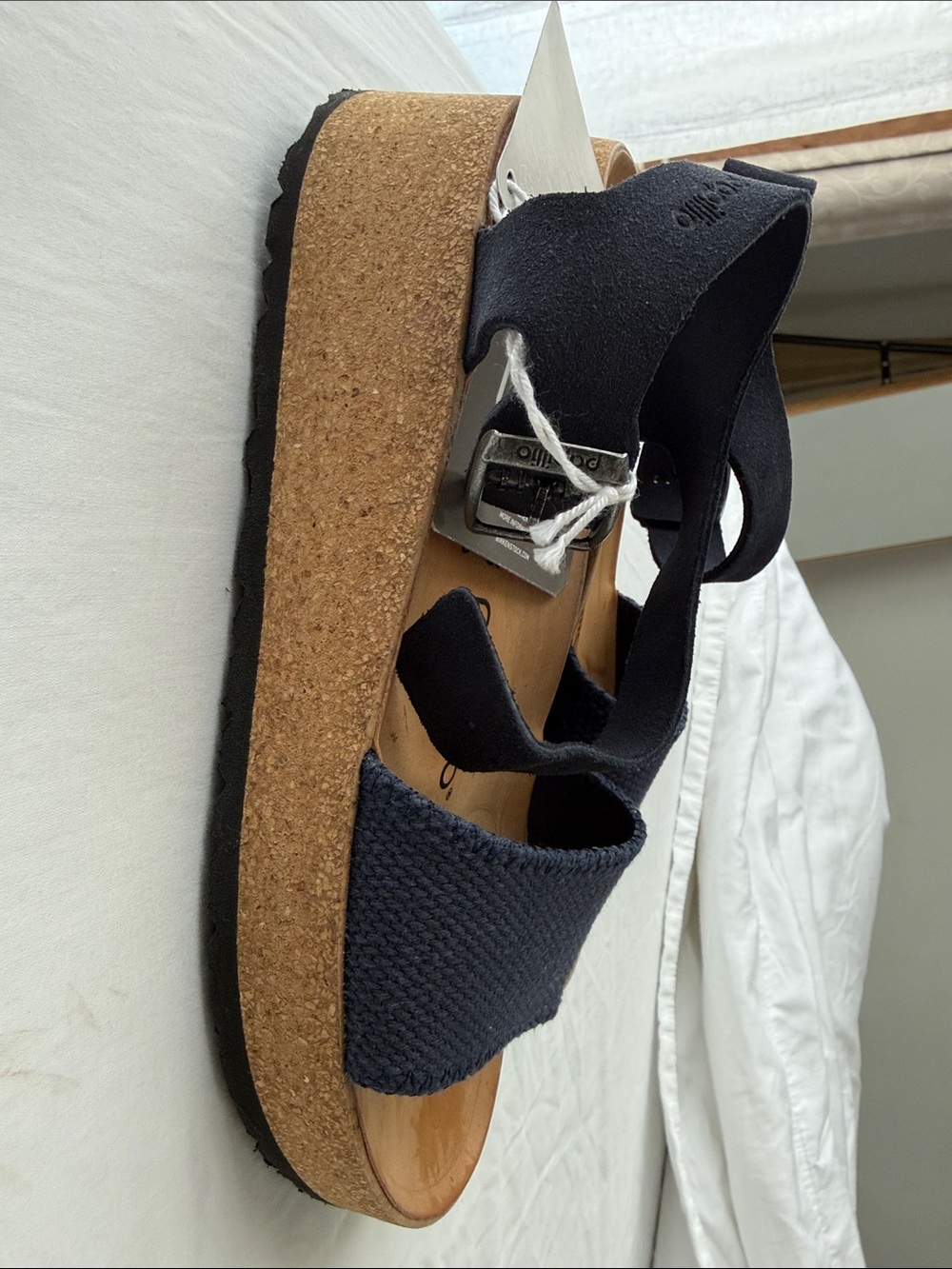 Birkenstock Navy Blue Cork-Wedge Sandals - Picture 4 of 7